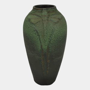 Van Briggle 1907 Arts And Crafts Pottery Green Dragonfly Ceramic Vase 596