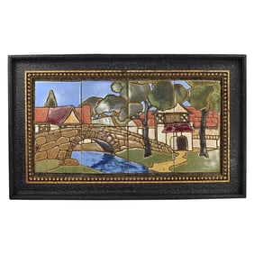 Mueller Mosaic Trenton New Jersey Pottery Scenic Framed Plaque Tile Frieze