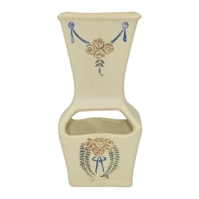 Weller Creamware Roma 1915 Art Pottery Embossed Floral Ceramic Vase Planter