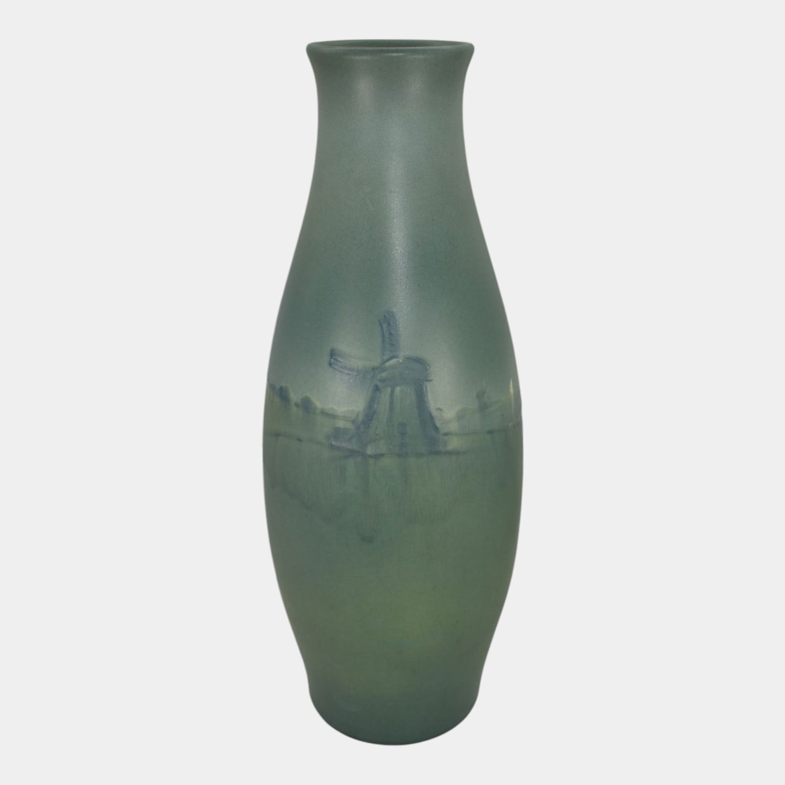 Weller Dresden 1905 Vintage Pottery Blue Windmill Scenic Vase Burgess (1 of 6)