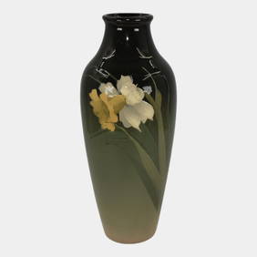Weller Eocean Vintage Art Pottery Green Daffodil Ceramic Vase (1 of 6)