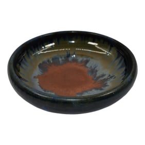 Fulper Vintage Arts And Crafts Pottery Blue Flambe Glaze Ceramic Bowl