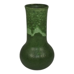 Grueby Faience 1900s Arts and Crafts Pottery Organic Matte Green Ceramic Vase