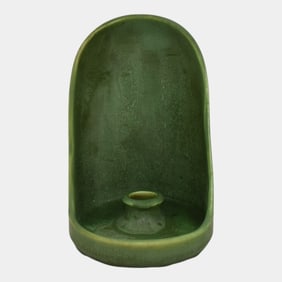 Hampshire 1900s Arts and Crafts Pottery Matte Green Chamberstick 29