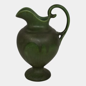 Hampshire Vintage Arts And Crafts Pottery Matte Green Ceramic Pitcher