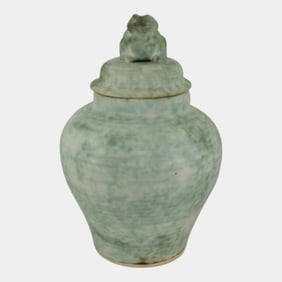McCarty Merigold Mississippi Pottery Jade Green Frog Ginger Jar
