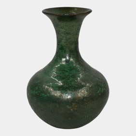 Merrimac 1900s Arts And Crafts Pottery Green Metallic Ceramic Vase