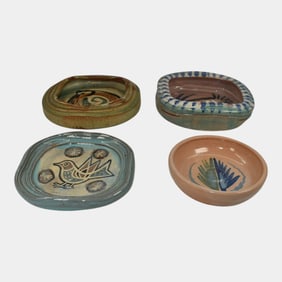 Merritt Island Vintage Art Pottery Mid Century Modern Ceramic Set of Four Trays