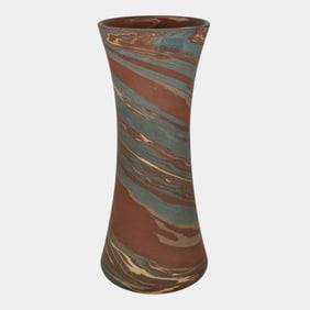 Niloak Mission Swirl 1925-30s Vintage Hand Made Art Pottery Hour Glass 9" Vase