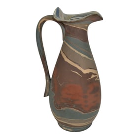 Niloak Mission Swirl Vintage Hand Made Art Pottery Brown 10" Pitcher