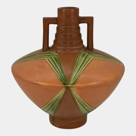 Roseville Futura 1928 Vintage Art Deco Pottery Football Vase 409-9