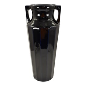 Red Wing 1930s Art Deco Pottery Dark Blue Ceramic Vase 154