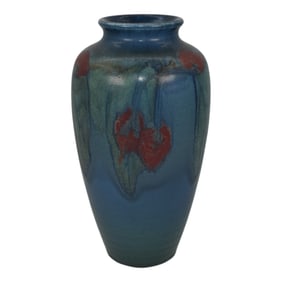 Rookwood 1927 Art Pottery Blue Vellum Floral Vase 614E Coyne