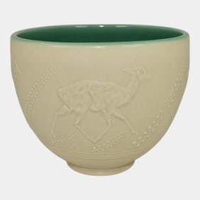 Rookwood 1928 Vintage Art Deco Pottery White Ceramic Antelope Vase 6052