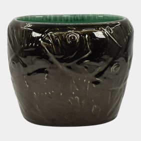 Rookwood 1929 Vintage Arts And Crafts Pottery Black Fish Ceramic Vase 6046