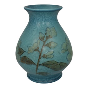 Rookwood 1933 Vintage Art Pottery Blue Hand Thrown Vase Shirayamadani
