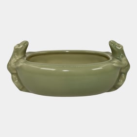 Rookwood 1934 Vintage Arts And Crafts Pottery Green Ceramic Frog Bowl 6282
