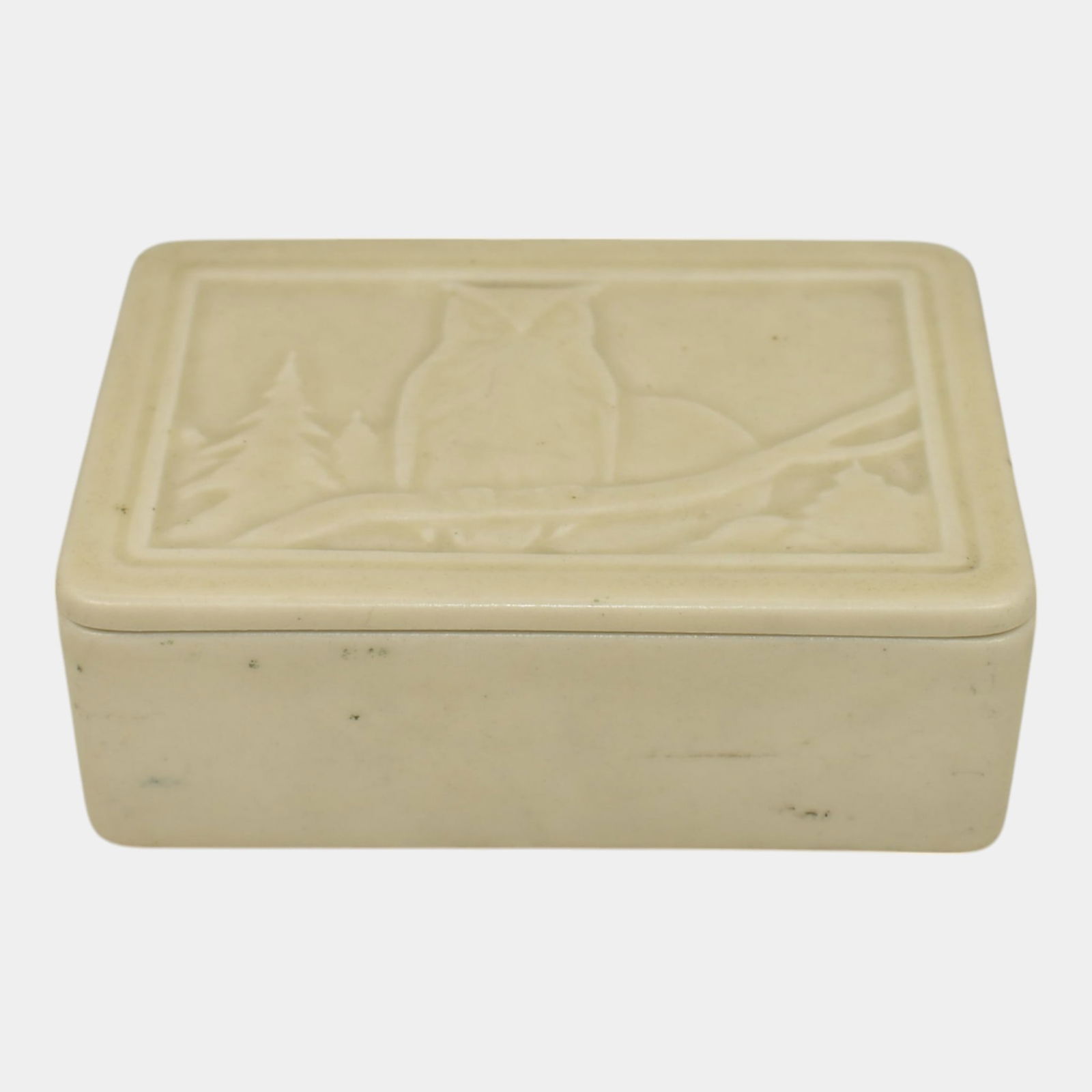 Rookwood 1936 Vintage Arts And Crafts Pottery Ivory Covered Owl Box 6574 (1 of 6)