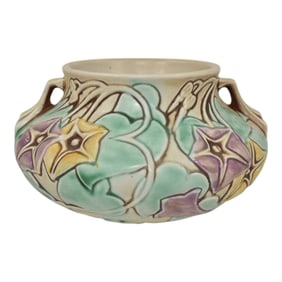 Roseville Morning Glory White 1935 Vintage Pottery Handled Ceramic Bowl 268-4