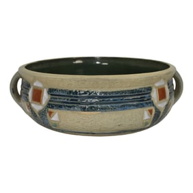 Roseville Mostique Gray 1916 Vintage Arts And Crafts Pottery Ceramic Bowl 222-8