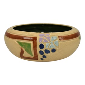 Roseville Mostique Tan 1916 Vintage Arts and Crafts Pottery Large Ceramic Bowl