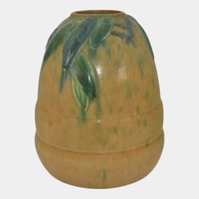 Roseville Futura Tan 1928 Vintage Art Deco Pottery Bee Hive Ceramic Vase 406-8