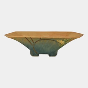 Roseville Futura 1928 Art Deco Pottery Sailboat Flower Frog Bowl 196-12