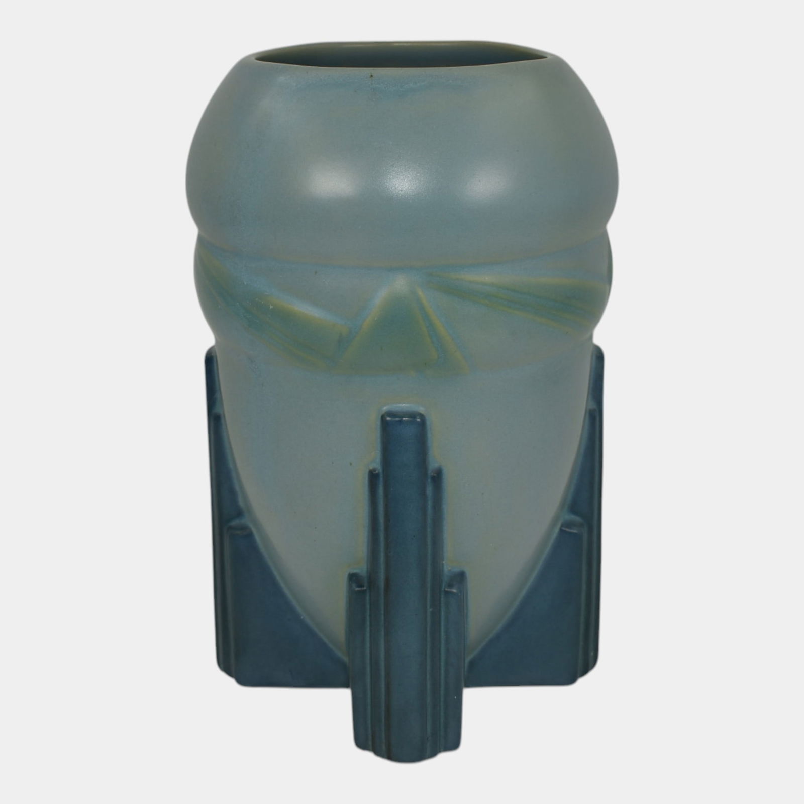 Roseville Futura Blue 1928 Vintage Art Deco Pottery Spaceship Vase 405-7 (1 of 6)