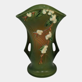 Roseville Snowberry Green 1947 Mid Century Modern Art Pottery Flower Vase 1V2-9