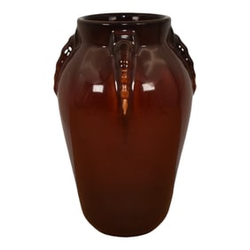 Roseville Topeo Red 1934 Vintage Art Deco Pottery Ceramic Vase 657-6