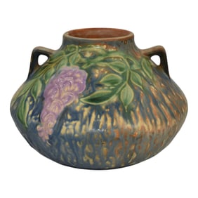 Roseville Wisteria Blue 1933 Vintage Art Pottery Vase 629-4