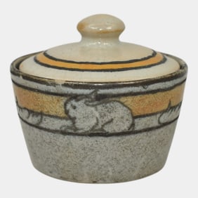 Saturday Evening Girls SEG Pottery 1917 Gray Rabbit Ceramic Lidded Jar