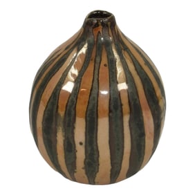 Studio Art Pottery Luster Glaze Striped Ceramic Bud Vase