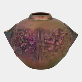 Vallauris Massier French Art Nouveau Pottery Iridescent Luster Glaze Vase