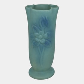 Van Briggle 1950s Vintage Pottery Blue Ceramic Flower Vase