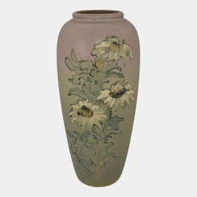 Weller Hudson 1920s Vintage Pottery Hand Painted Ceramic Flower Vase