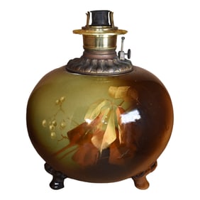 Weller Louwelsa 1900s Vintage Pottery Large Ceramic Flower Oil Lamp Mitchell