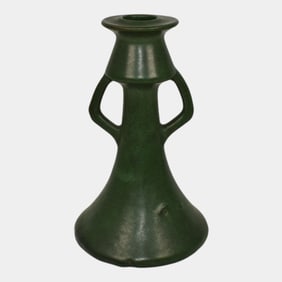 Weller Matte Green 19210s Vintage Art Pottery Ceramic Handled Candle Holder