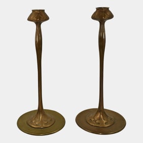 Jarvie Chicago Bronze 1903 Vintage Art Nouveau Tall Candle Holders