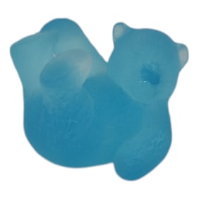 Daum Nancy France Pate De Verre Art Glass Blue Bear Figurine