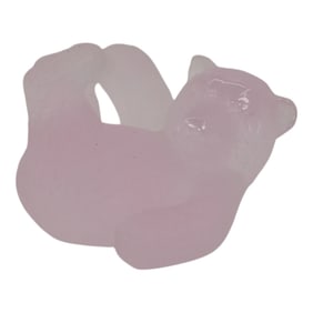 Daum Nancy France Pate De Verre Art Glass Pink Bear Figurine