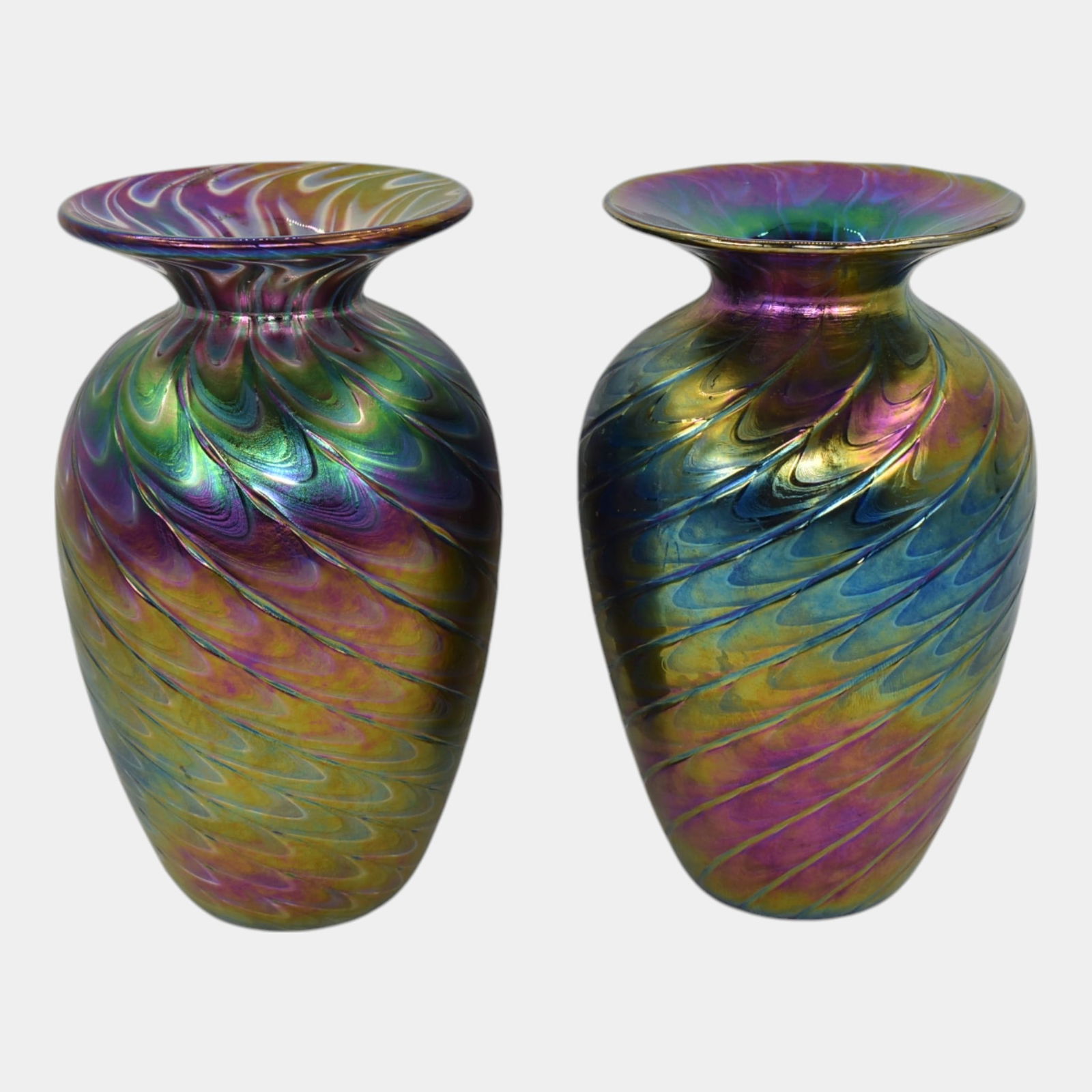 Glass Eye Studios 1986 Mount St. Helen Ash Vintage Color Swirl Art Glass Vases (1 of 6)