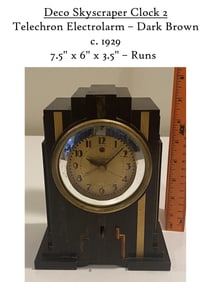 Telechron Electrolarm Brown Bakelite Case Deco Skyscraper Electric Clock C. 1929