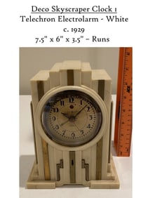 Telechron Electrolarm Ivory Bakelite Art Deco Skyscraper Electric Clock C. 1929