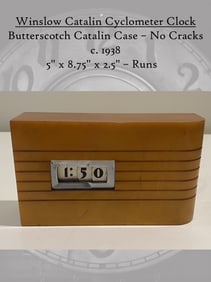Winslow Manufacturing Butterscotch Case Catalin Cyclometer Electric Clock 1935