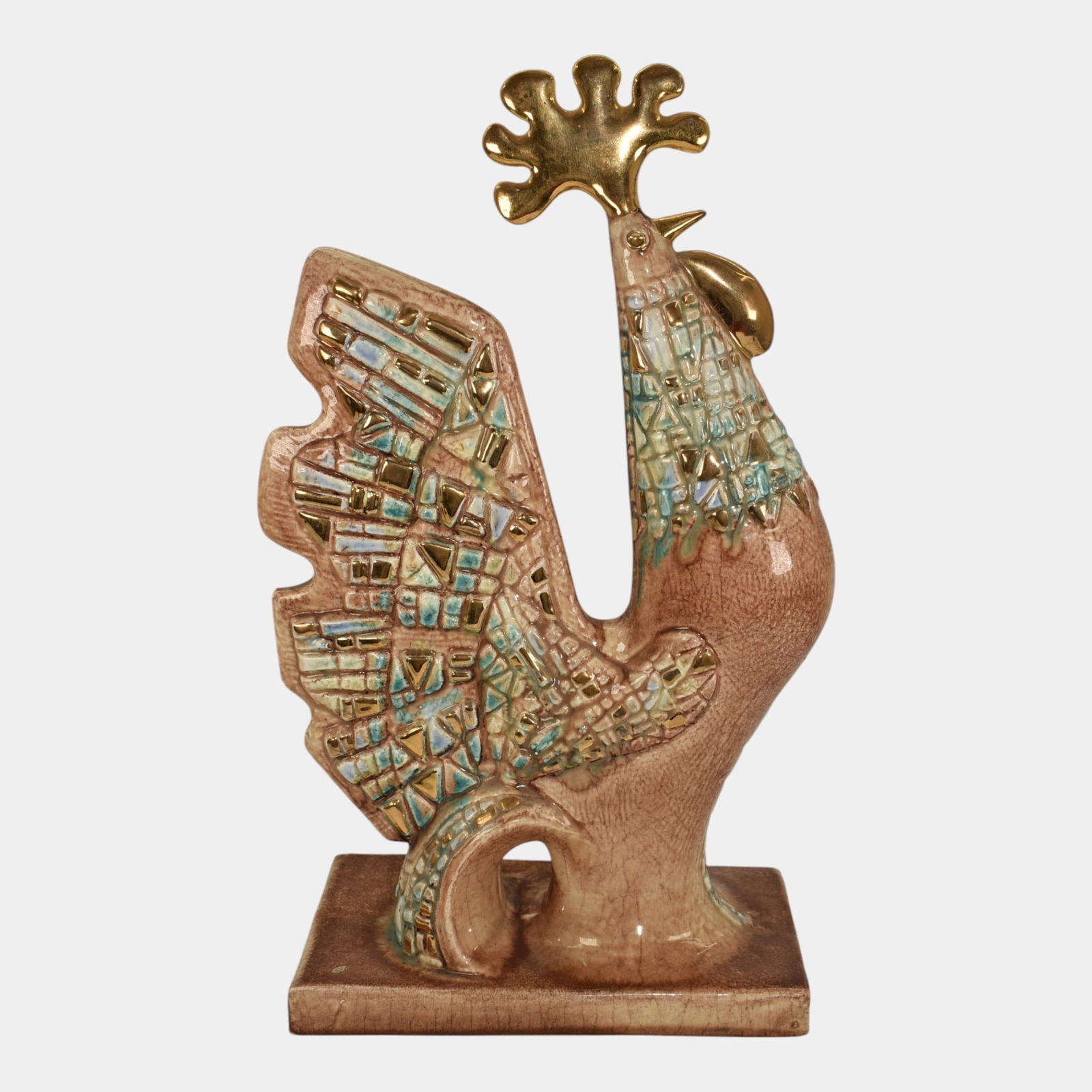 Sascha Brastoff California Mid Century Modern Pottery Rooster Statue Figurine