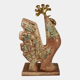 Sascha Brastoff California Mid Century Modern Pottery Rooster Figurine Statue