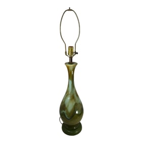 Haeger 1960s Mid Century Modern Art Pottery Green Brown Ceramic Factory Lamp