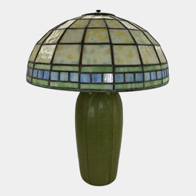 Tiffany Jemerick Art Pottery Matte Green Ceramic Lamp