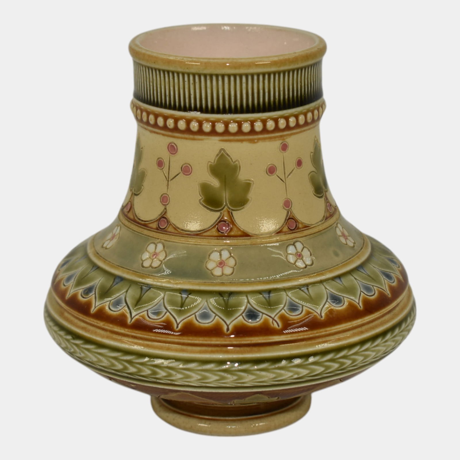 Metllach Villeroy And Boch Art Pottery Art Nouveau Fan Leaf Ring Vase (1 of 6)